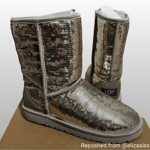 UGG Sequin Ankle Boots - Gold and Silver